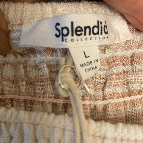 NWT Splendid Kira Smock Cropped Top rouged stripes Size L Color White multi - Picture 6 of 7